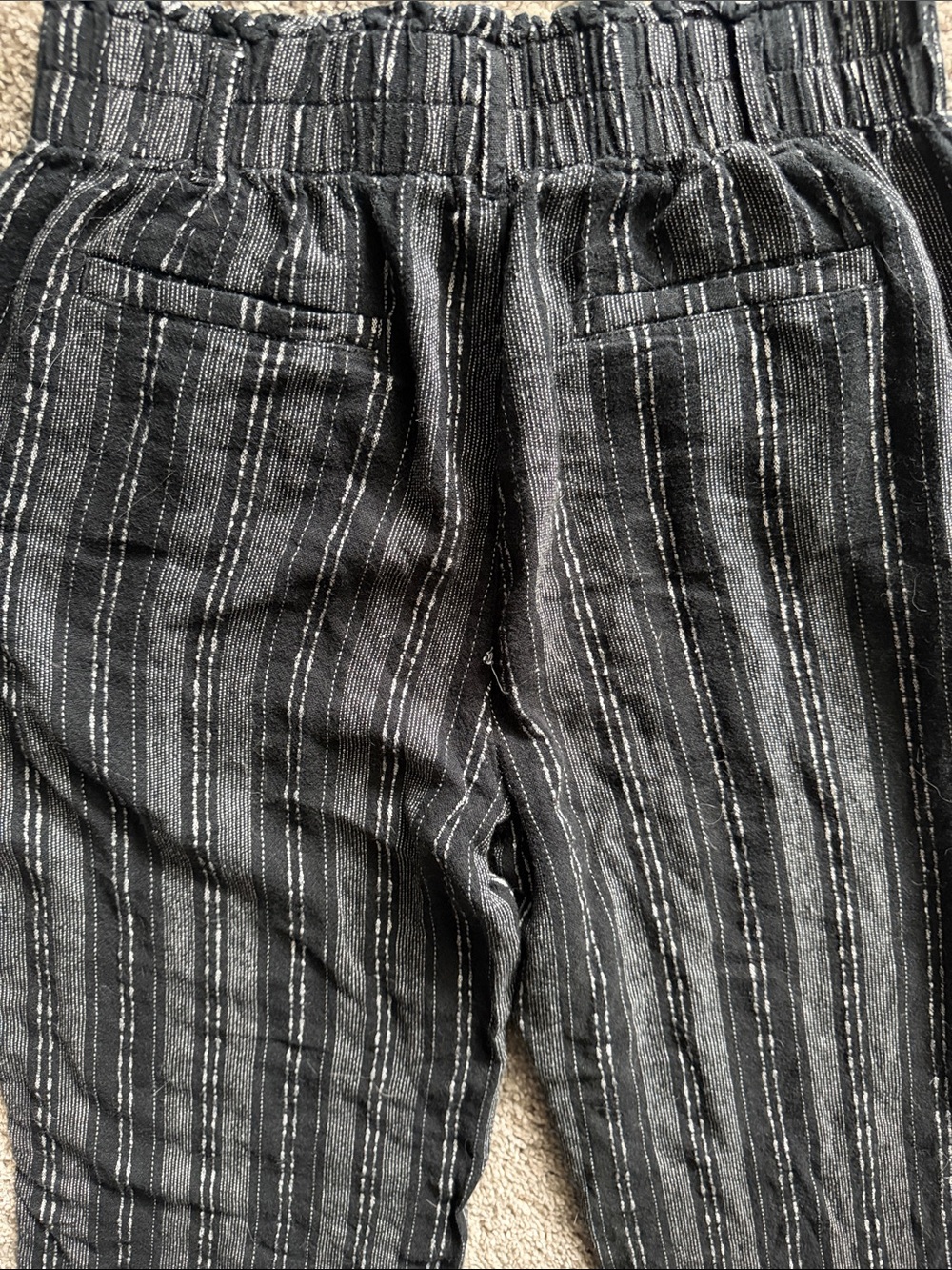 Striped Casual Straight-Leg Pants - Black & Gray - Picture 4 of 6